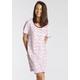 Sleepshirt VIVANCE DREAMS, Damen, Gr. 44/46, N-Gr, bunt (pink, rot, gestreift), Single Jersey, Obermaterial: 100% Baumwolle, gestreift, feminin, bequem kurz, Rundhals, Kurzarm Babylock kontrastfarben, Kleider, mit Kräuselsaum
