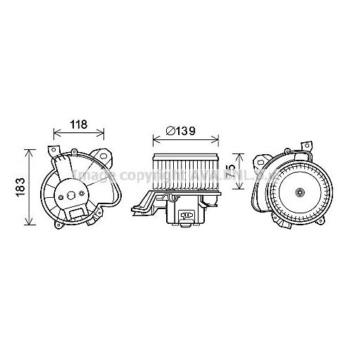 AVA QUALITY COOLING Innenraumgebläse Ø139mm 139mm für PEUGEOT FIAT CITROËN VAUXHALL OPEL ABARTH 77364826 77364528 55702443 FT8431