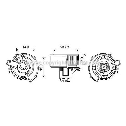 AVA QUALITY COOLING Innenraumgebläse Ø175mm 175mm für VAUXHALL OPEL 1845062 9119001 OL8636