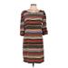 Hello Miss Casual Dress - Shift: Green Stripes Dresses - Women's Size Large