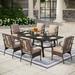 Lark Manor™ Argyri Rectangular 6 - Person 84" Long Outdoor Dining Set w/ Cushions Metal in Black/Brown/White | 84 W x 37.5 D in | Wayfair