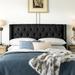 Greyleigh™ Whitingham Upholstered Solid Wood Wingback Headboard Upholstered in Black | 56 H x 67 W x 8 D in | Wayfair