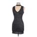 Parisian Collection Casual Dress - Bodycon: Gray Marled Dresses - Women's Size 10