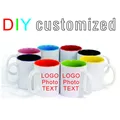 350ML Farbe Innen Keramik Tasse Becher DIY Druck Foto Bild Muster LOGO Text Anpassen Geschenk