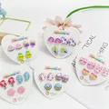 3PRS Strong Magnetic Children Earrings for Girls Clip on Earrings Kids Cute Unicorn Magnet Earrings