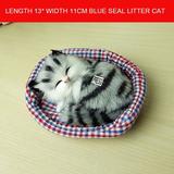 TITOUMI 2 Pcs Sleeping Cat in Pet Pad Doll Toy with Meows Sounds Decor for Office Desk Gift for Kids Boys Girls