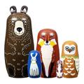 5 Pcs Russian Nesting Dolls Cute Bear Handmade Wood Stacking Nesting Dolls Russian Matryoshka Dolls for Kids Birthday Holiday Wishing Gift