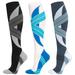 Aosijia 3 Pack Graduated Compression Socks 20-30 mmHg Wide Calves Breathable Athletic Sports Travel Knee High Socks for Men Women Closed Toe