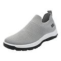 ZIZOCWA Casual Mesh Slip On Sports Shoes for Men Solid Color Stretch Cloth Breathable Walking Running Shoes Non-Slip Soft Sole Tennis Shoes Grey Size42