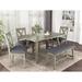 6 Piece Dining Table Set Wood Dining Table and chair Kitchen Table Set with Table, Bench and 4 Chairs, Rustic Style, Gray