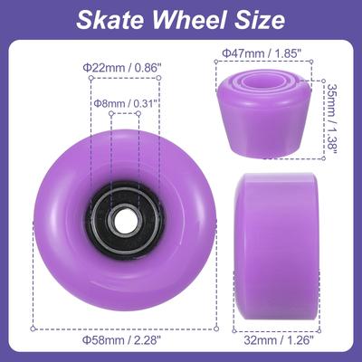 Roller Skate Wheels Set, 58x32mm Skate Wheels w Bearings, Skate Brakes