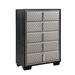 Wooden 5-Drawer Chest with Silver PU and Black Finish