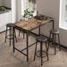 5-Piece Kitchen Counter Height Table Set, Metal Bar Table with 4 Stools, Dining Table and Four Stools, Kitchen Dining Table