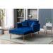 Velvet Chaise Lounge Chair with Tufted Cushions, Wood Legs, Rose Golden Iron Feet, Equipped with a Footstool