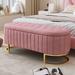 Elegant Upholstered Velvet Storage Ottoman with Button Tufted,Storage Bench with Metal Legs for Bedroom, Living Room