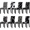 All Black Color Design Chair Cover Washable Removable Big Elastic Seat Covers Stretch Slipcovers
