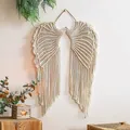 Ailes d'Ange en Macramé Attrape-mur Décoration Murale Boho Ornement de Maison Bohème Fait à la