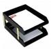 Dacasso Leather Front-load Letter Trays with Gold Stacking Posts - Black