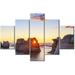 TISHIRON 5PCS Framed Landscape Theme Canvas Wall Art Set 50 x24 Ocean Tan Rock Scenery Wall Canvas Art Decor