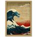 Modern Great Wave Off Kanagawa Style Seascape Artwork Framed Wall Art Print A4