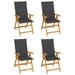 vidaXL 1/2/4/8x Solid Teak Wood Reclining Chairs with Cushions Multi Colors