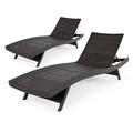 AILE Katalina Chaise Lounge Outdoor Set of 2 Wave Design & Adjustable Backrest - Upgraded 2000Hours UV Wicker