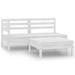 moobody 3 Piece Garden Conversation Set Wooden Middle Sofa with Corner Sofa and Coffee Table White Pinewood Sectional Outdoor Furniture Set for Patio Backyard Patio Balcony