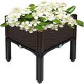 SHZAITOR Garden Bed Elevated Plant Grow Box Plastic Rattan Drainable for Flower Short Root Vegetables