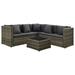 moobody 4 Piece Outdoor Conversation Set Cushioned 2-Seater Sofa with Corner Sofa and Coffee Table Sectional Sofa Set Gray Poly Rattan Garden Patio Pool Backyard Balcony Lawn Furniture