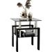 Black Glass End Tables Small Glass Top End Table Black Side Table Square Shape Tempered Glass Top Metal Frame for Living Room Bedroom (All Black 1Pcs End Table)