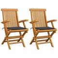 vidaXL Patio Chairs Outdoor Bistro Folding Chair with Cushions Solid Wood Teak