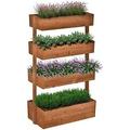 4-Tier Raised Garden Bed Vertical Flower Pots Rack With Angle Adjustable Raised Planter Boxes Freestanding Elevated Wooden Plant Stand For Indoor Outdoor Use