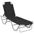 moobody Outdoor Sun Lounger Backrest Adjustable Textilene Chaise Lounge Chair Aluminum Frame Black for Poolside Patio Balcony Garden 74.8 x 23.2 x 11.8 Inches (L x W x H)