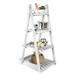 Fionafurn 4-Tier Ladder Shelf Wooden Plant Stand Shelf Foldable Ladder Shelf with Open Storage Shelf For Storage Organizer Home Officeï¼ˆWhiteï¼‰