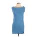 Tahari Casual Dress - Mini: Blue Solid Dresses - Women's Size Large