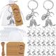 Huquary 50 Sets Cowgirl Cowboy Keychain Western Keychain Cowboy Hat Boot Horse Shoe Key Ring with Organza Bags Thank You Tags and Rope for Guests Engagement Wedding Party Favor Car Accessories, Paper