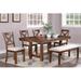 Gracie Oaks Elfgund Rectangular 42" L x 68" W Dining Set Wood/Upholstered in Brown/Green | 30 H x 68 W x 42 D in | Wayfair