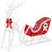 The Holiday Aisle® Lighted Christmas 4Ft Reindeer & Sleigh Outdoor Yard Decoration Set W/205 LED Lights, Stakes - White | Wayfair