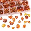 Perles acryliques brunes exquises perles de style baroque breloques en forme de cœur et de fleur