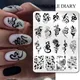 NICOLE DIARY Nail Art Stamping Plate Black Snake Line Drawing Template Animal Butterfly Flower Leaf