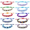 Bracelets bohème en polyester 1 pièce cordon tressé ethnique multicolore tissage texturé