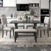 6-Pcs Kitchen Table Set Wood Dining Table with 4 Tufted Chairs & Bench, Gray