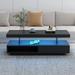 LED Coffee Table with Storage, Modern Center Table with 2 Drawers and Display Shelves, Accent Furniture with LED Lights