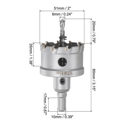Metal Hole Saw TCT Carbide Cutter 51mm 2