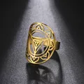 Skyrim Kali Yantra Meditation Ring Frauen Männer Edelstahl Gold Farbe Einstellbare Yoga Hindu Lotus