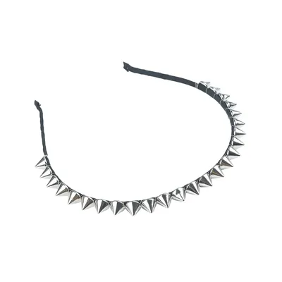 Mode Kühlen Metall Silber Spike Nieten Verzierte Stirnband Frauen Headwear Punk Rock Gothic Stil