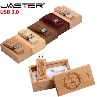 JASTER USB 3.0 Holz + Box Logo Pendrive Karte USB-Flash-Laufwerk 4 GB 8 GB 16 GB 32 GB 64 GB Holz-Stick USB-Stick individuelles Logo Image