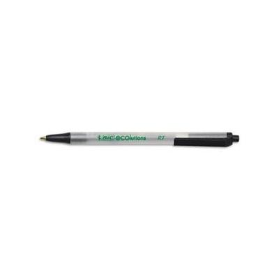 BIC America EcoLutions Clic Stic Retractable Ballpoint Pen, Black Barrel/Ink, Med Pt, Dozen