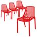 LeisureMod Acken Mid-Century Modern Plastic Dining Chair, Set of 4 Leisuremod ACK18R4