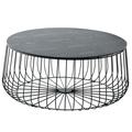 LeisureMod Runswick Modern Wood Top Coffee Table With Metal Base Leisuremod RTBL-31BL